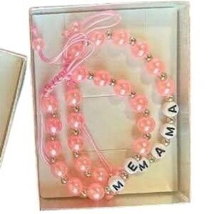 ME‎ & MAMA Pink Beaded Bracelet Set Adjustable Cord Letter Beads Gift